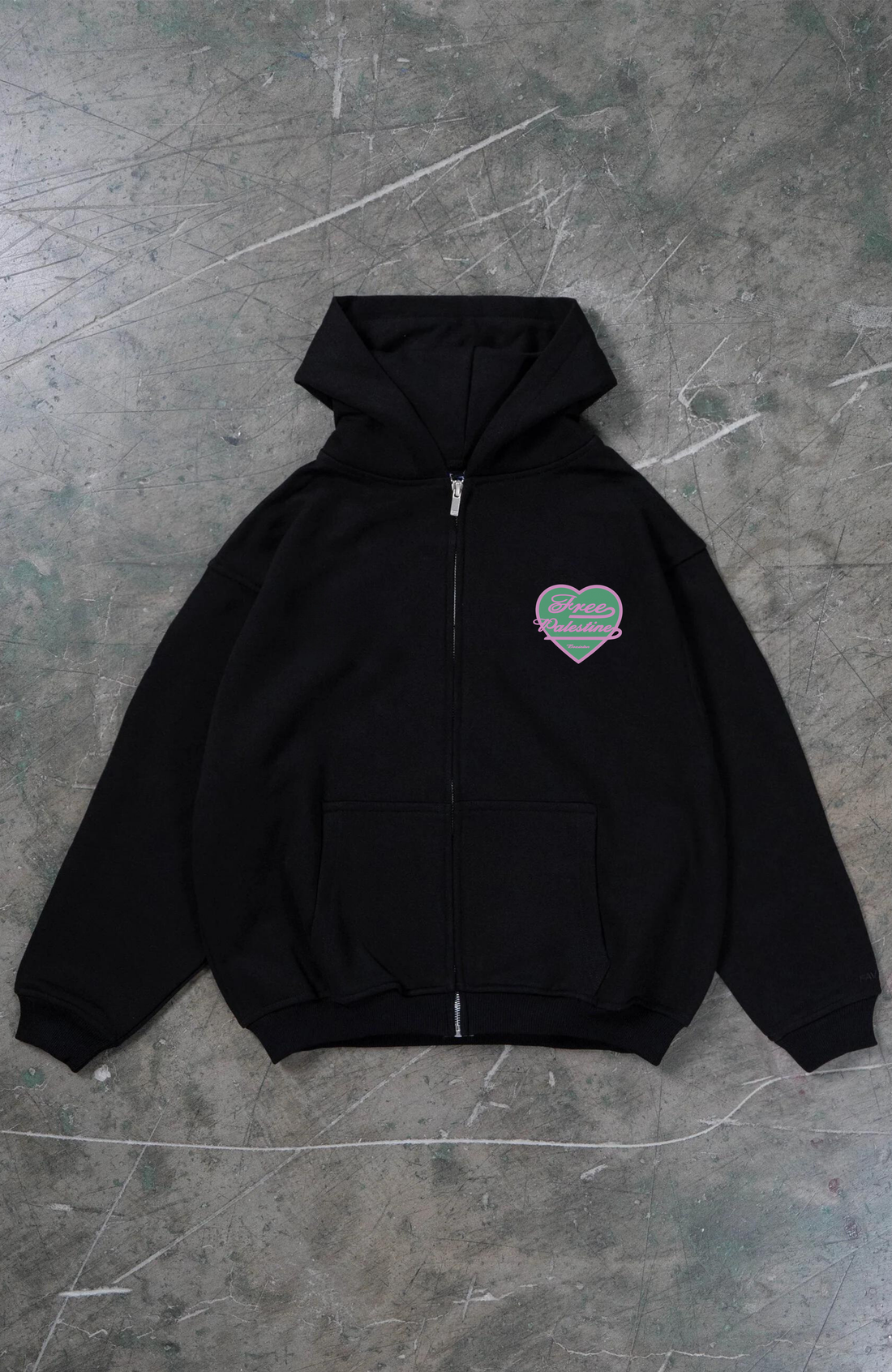 HEART MADE FREE PALESTINE Oversized Zipper Hoodie