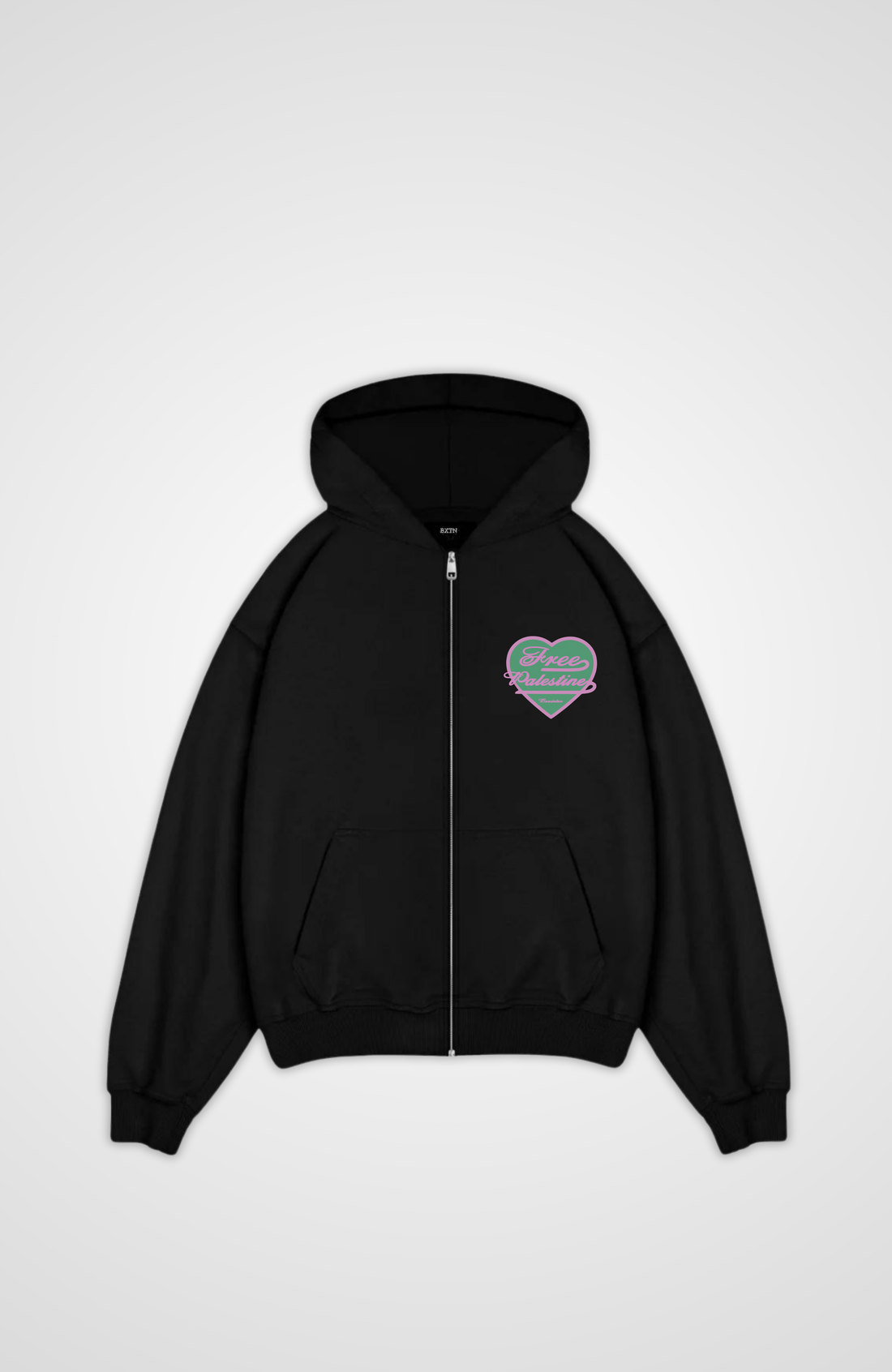 HEART MADE FREE PALESTINE Oversized Zipper Hoodie
