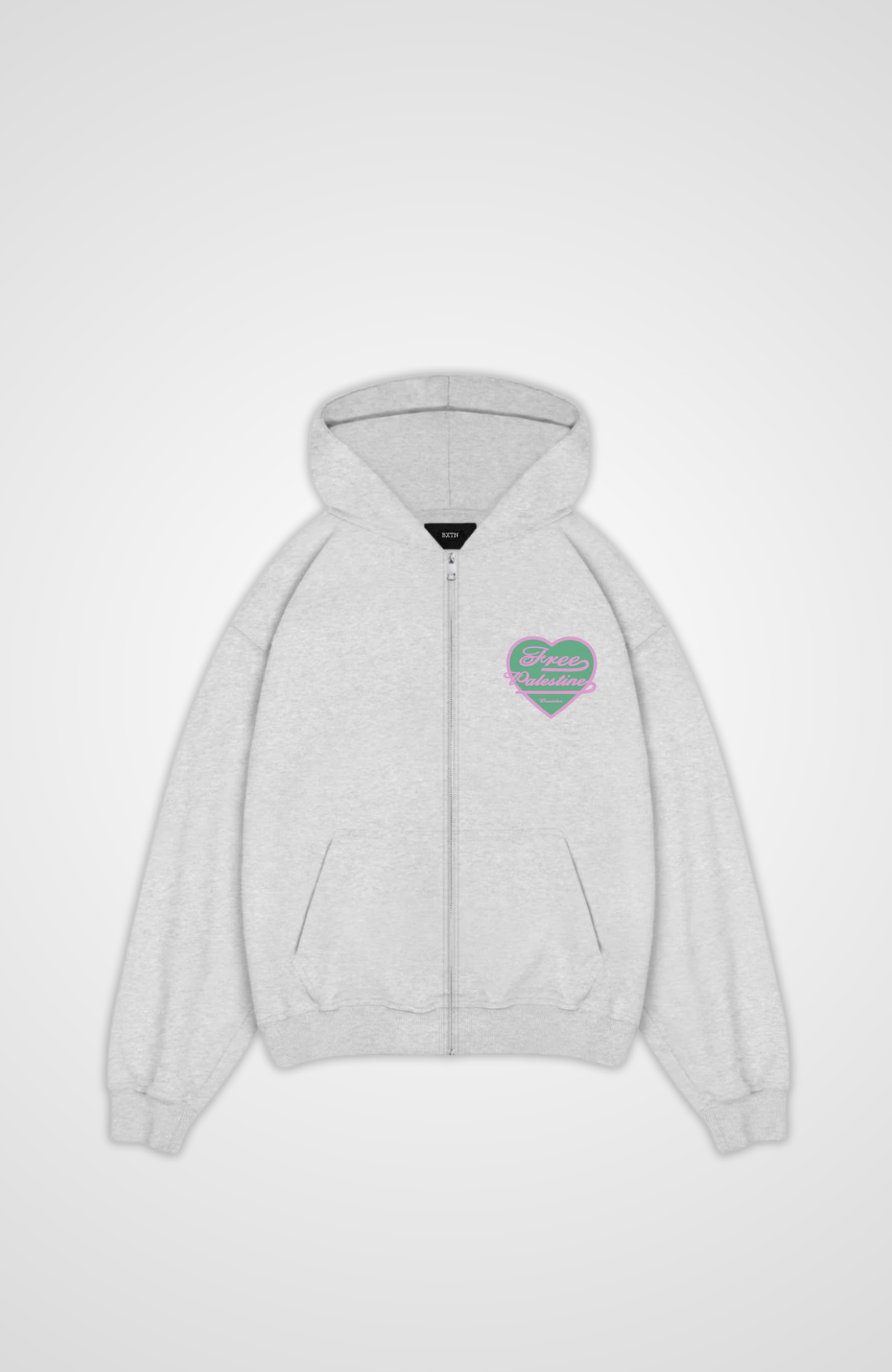 HEART MADE FREE PALESTINE Oversized Zipper Hoodie