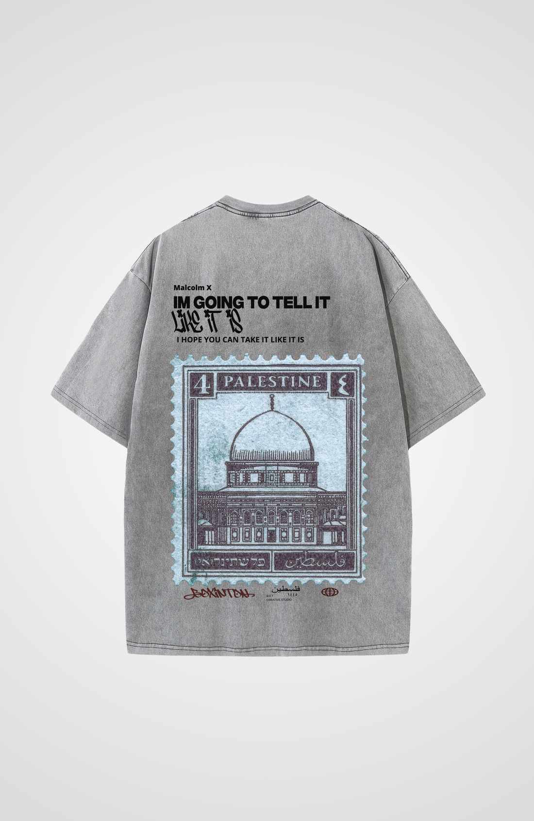MALCOLM X FALESTINE Washed Oversized T-Shirt