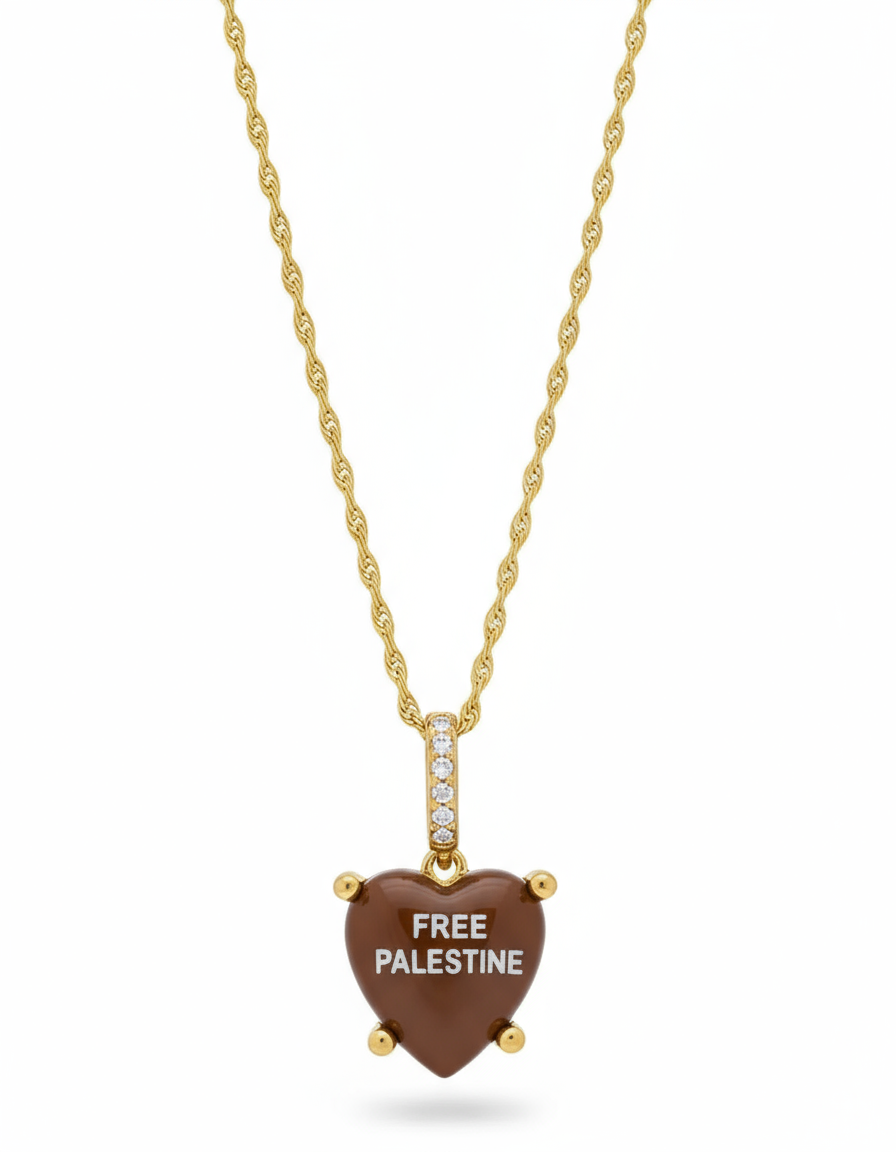 Palestine brown heart pendant