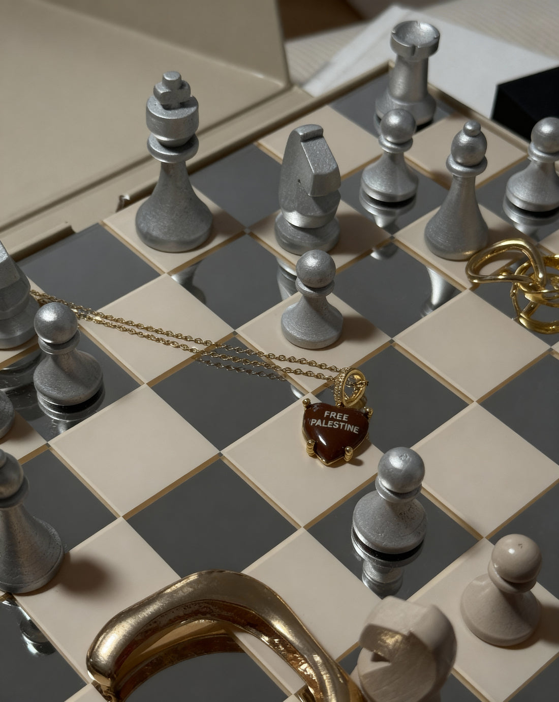 Palestine brown heart pendant