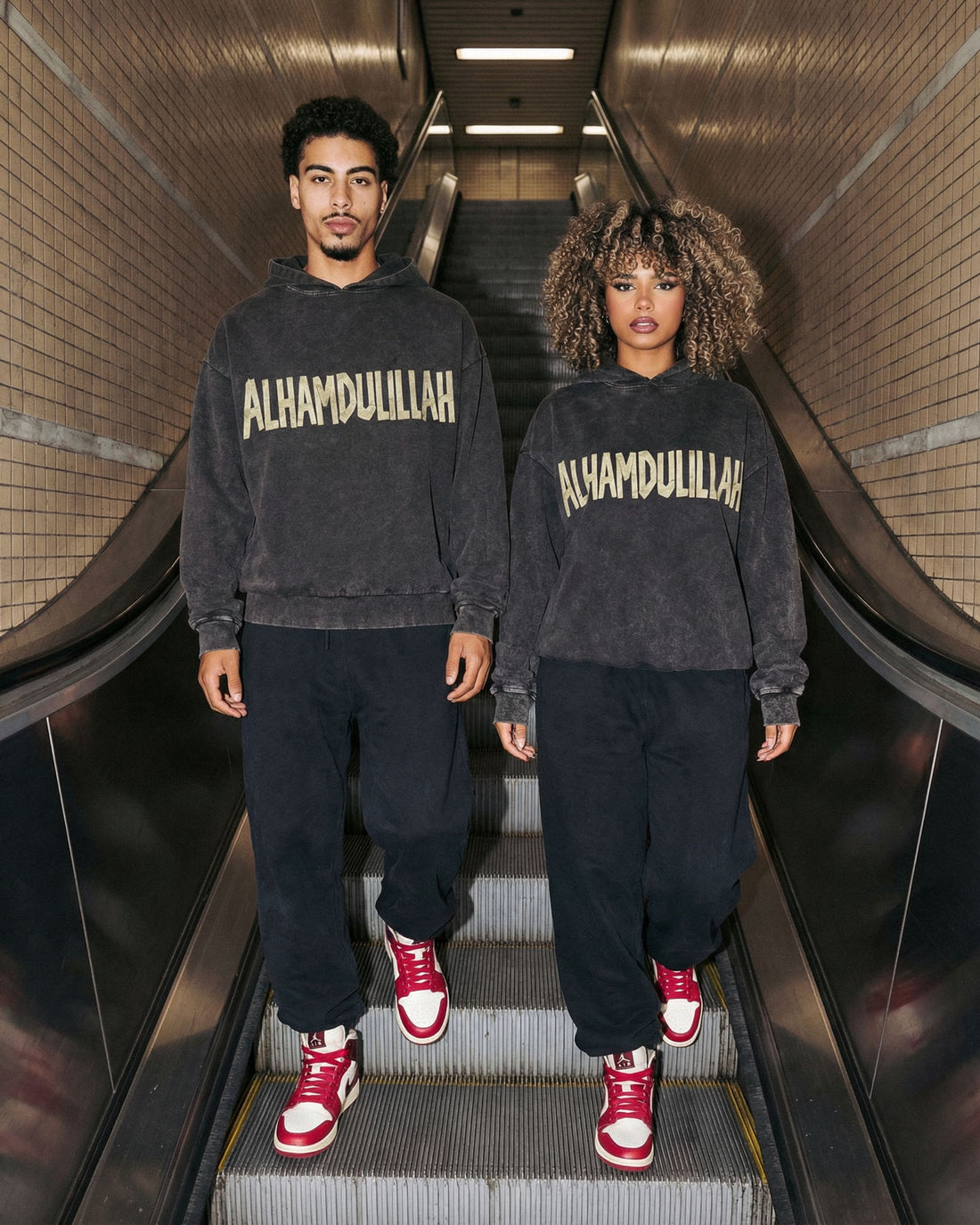 TAPE ALHAMDULILLAH Washed Black Hoodie