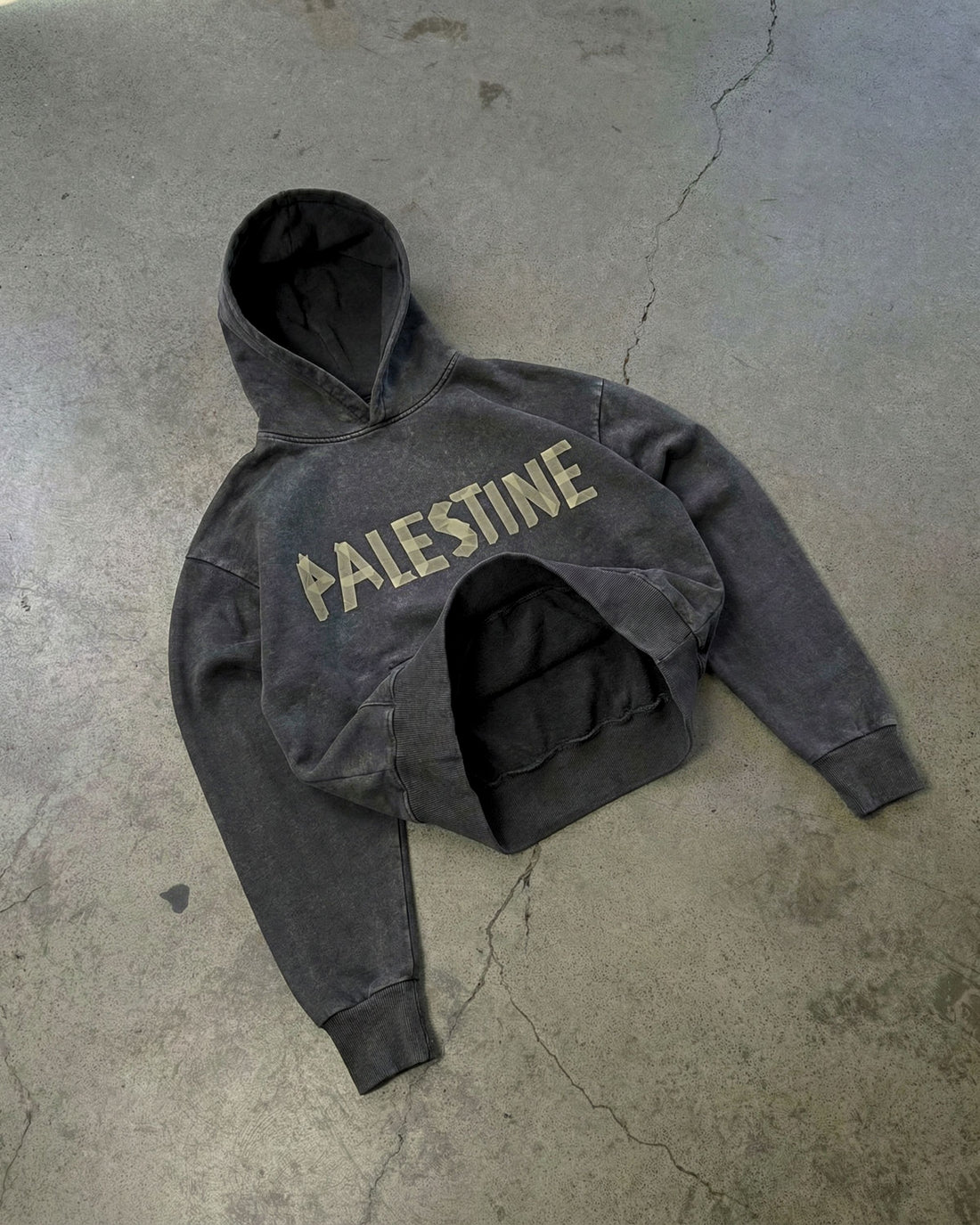 TAPE PALESTINE Washed Black Hoodie
