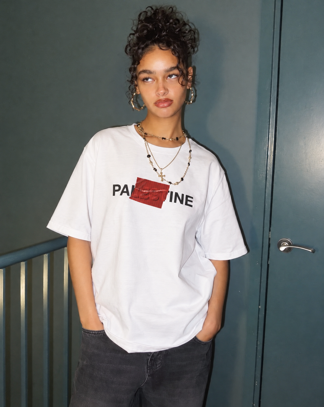 PALESTINE RED TAPE OVERSIZED SHIRT