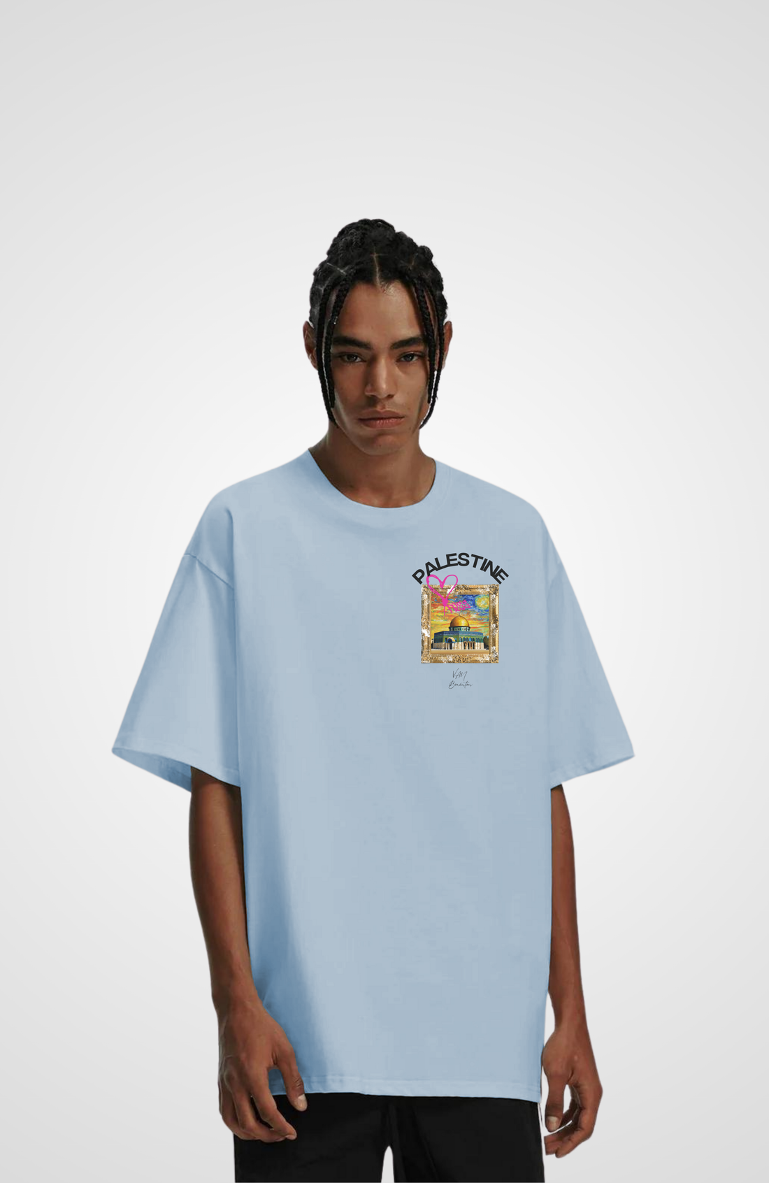 VAN GOGH x PALESTINE Blue Oversized T-Shirt