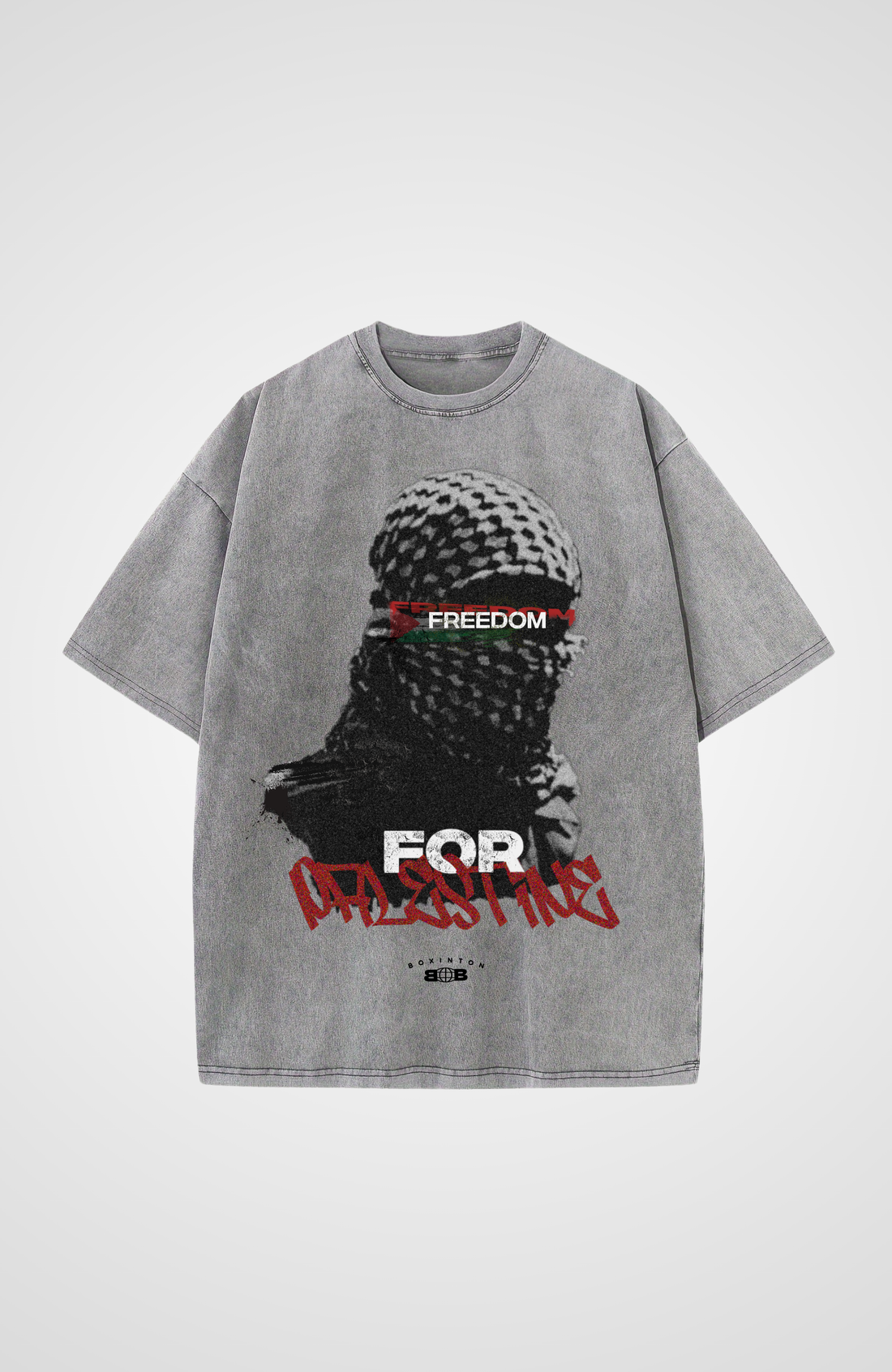 FREEDOM FOR PALESTINE Washed Oversized T-Shirt